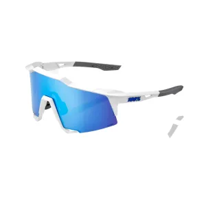 100% Speedcraft - Matte White - Hiper Blue Multilayer Mirror Lens