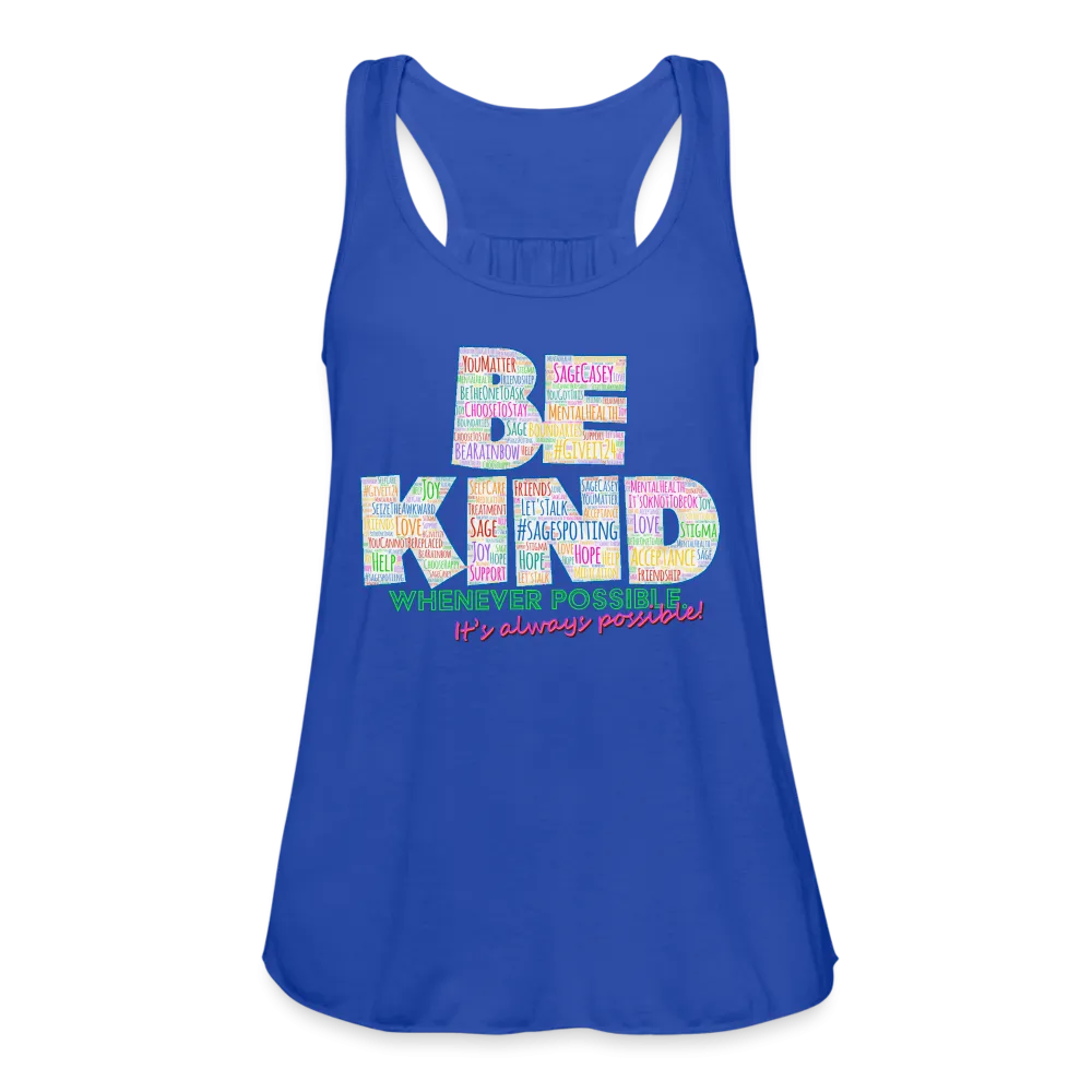 2024 *BE KIND* Rainbow Party Women's Flowy Tank Top by Bella
