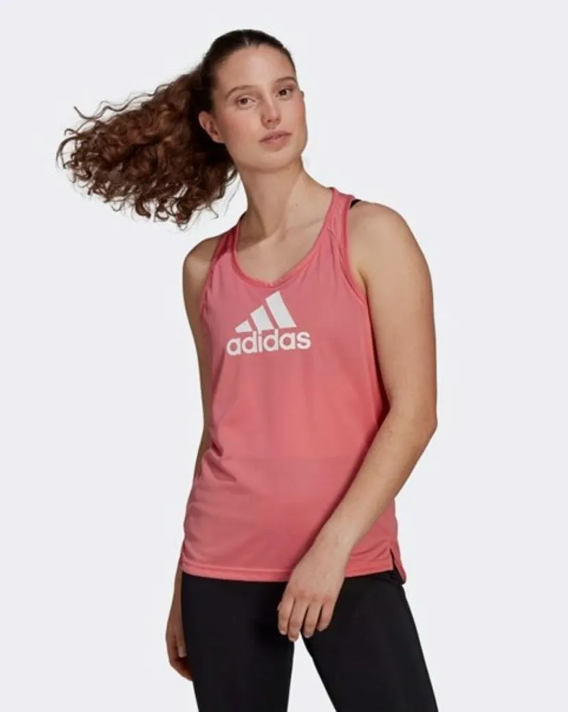 Adidas Womens Designed 2 Move Logo Tank Hazy Rose/White