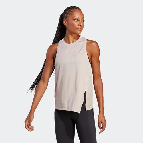 Adidas Womens HIIT Aeroready Quickburn Tank Wonder Taupe/White