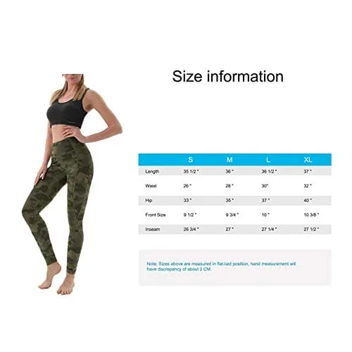AFITNE Yoga Pants for Women High Waisted Printed Athletic Leggings with Pockets Workout Gym Fitness Spandex Yoga Pants Camo Olive Green - M