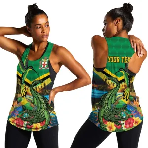 African Jamaica Personalized Women Racerback Tank Hummingbird and Crocodiles Tropical LT9