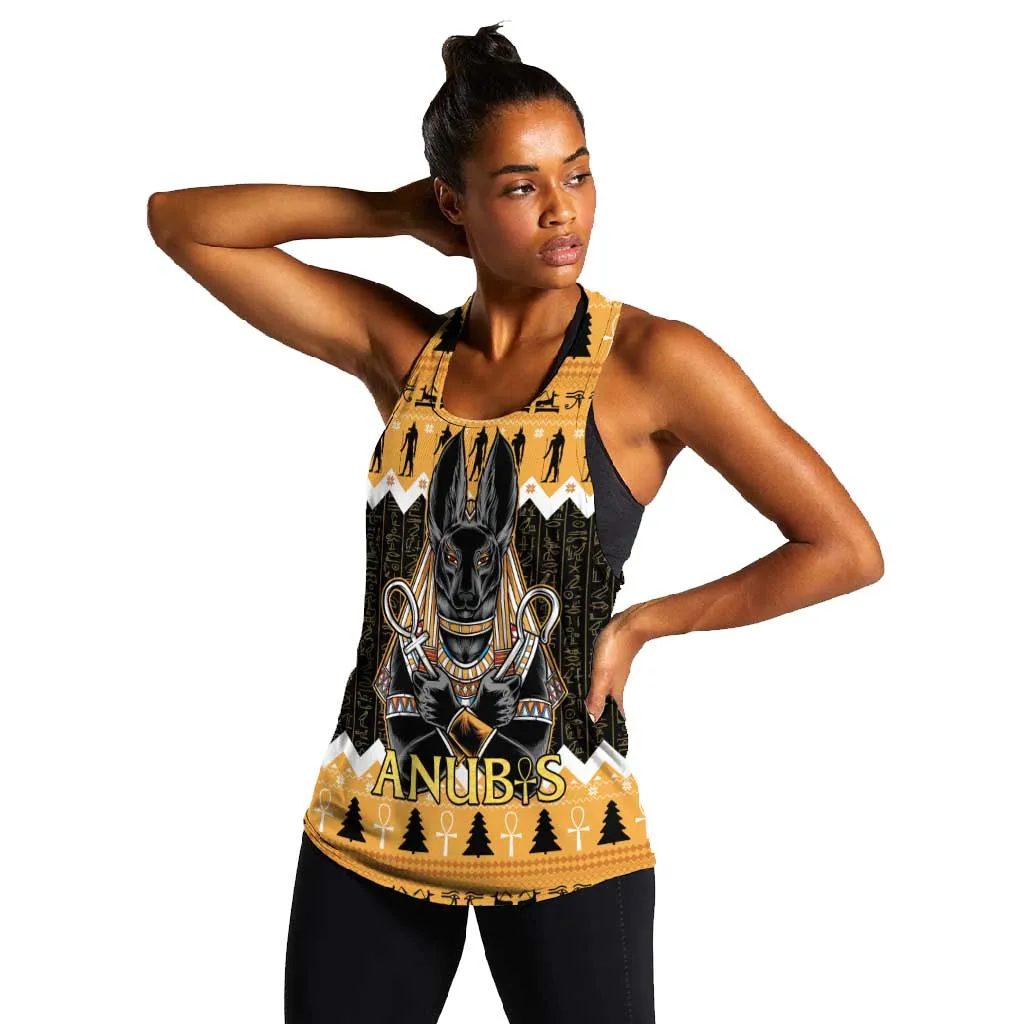 Afro Ancient Egyptian Women Racerback Tank Anubis - Merry Christmas LT15