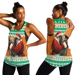 Afro Ivory Coast Christmas Women Racerback Tank Black Santa Afishapa - African Pattern LT15