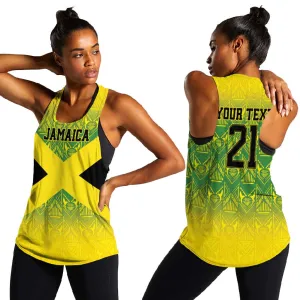 Afro-Jamaicans Custom Women Racerback Tank Reggae Boyz With Traditional Pattern LT9