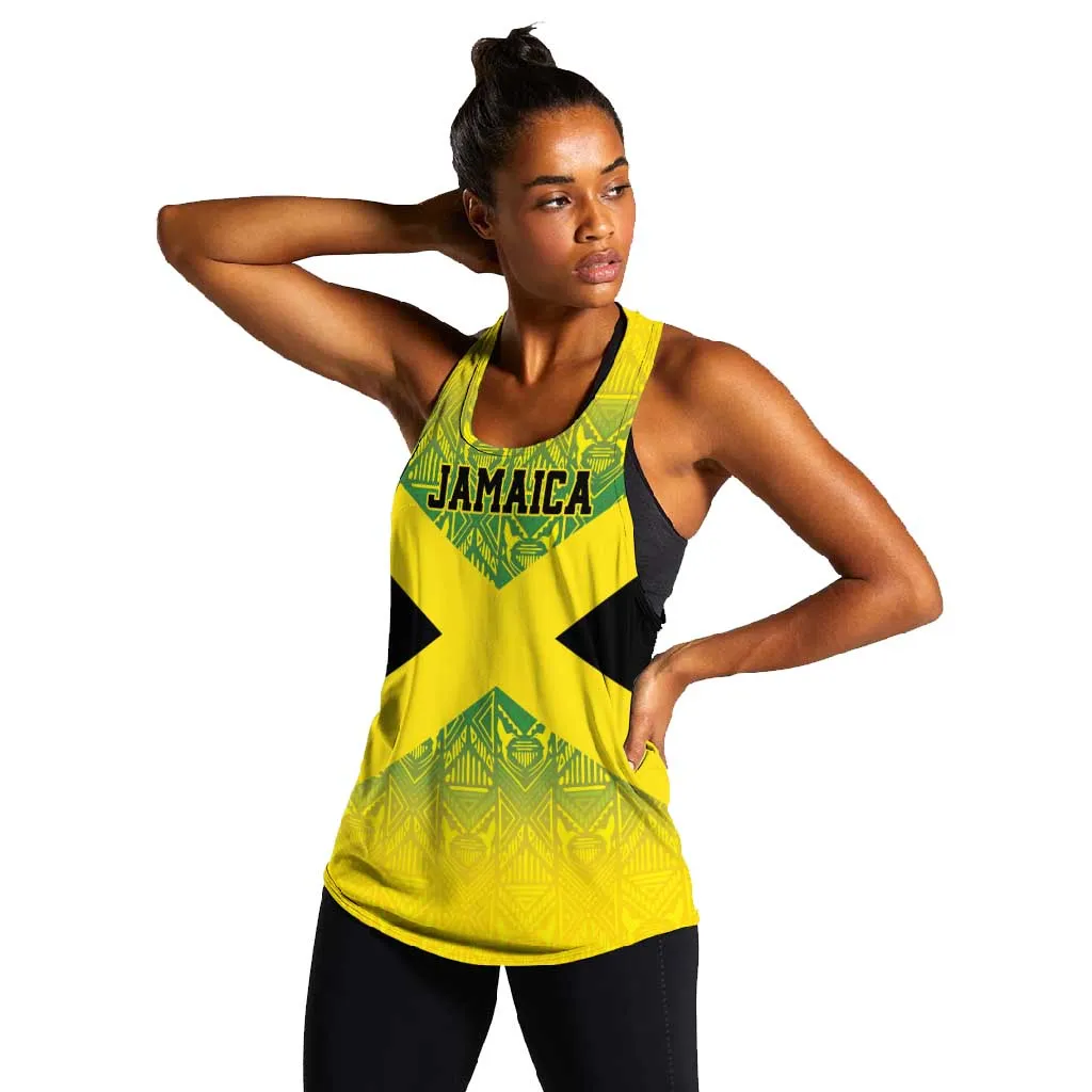 Afro-Jamaicans Custom Women Racerback Tank Reggae Boyz With Traditional Pattern LT9