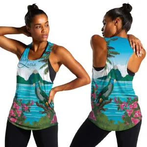 Afro-Saint Lucians Women Racerback Tank Pitons Landscape LT7