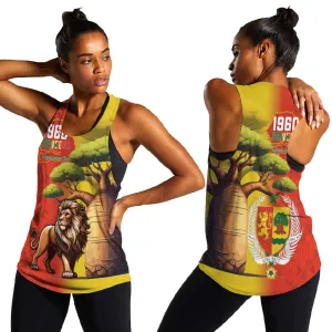 Afro Senegal Independence Day Women Racerback Tank 65th Anniversary - Kente Pattern LT15