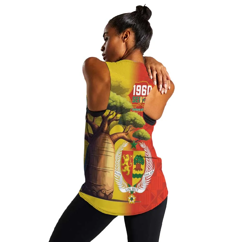 Afro Senegal Independence Day Women Racerback Tank 65th Anniversary - Kente Pattern LT15