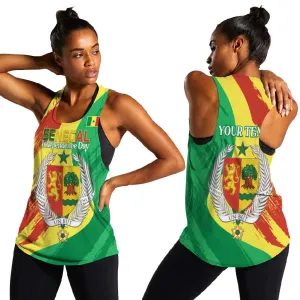 Afro Senegal Independence Day Women Racerback Tank Coat Of Arms Grunge Style LT14