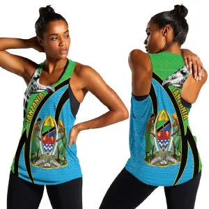 Afro Tanzania Giraffe Women Racerback Tank Coat Of Arms Curve Style LT15