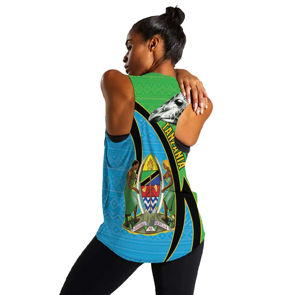 Afro Tanzania Giraffe Women Racerback Tank Coat Of Arms Curve Style LT15