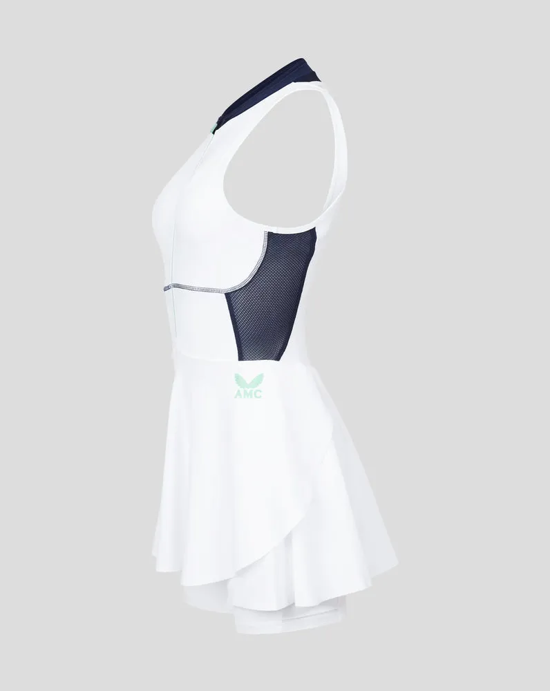 AMC Women's Tennis Dress - White/Navy, Classic Tennis Dress for Women
