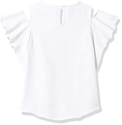 Amy Byer White Flutter Sleeve Top with Necklace - Girls Large