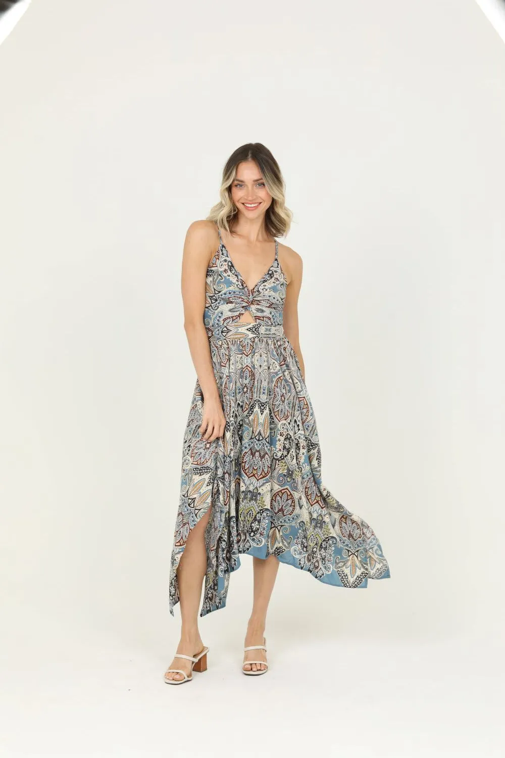 'Angie Clothes' Women's Floral Twist Dress - Blue