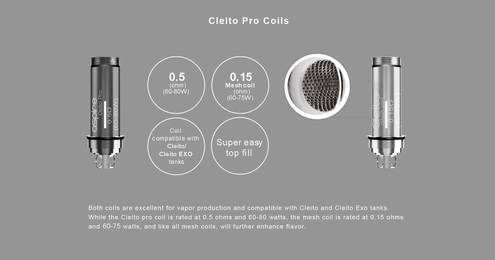 ASPIRE CLEITO REPLACEMENT COILS - 5 PACK