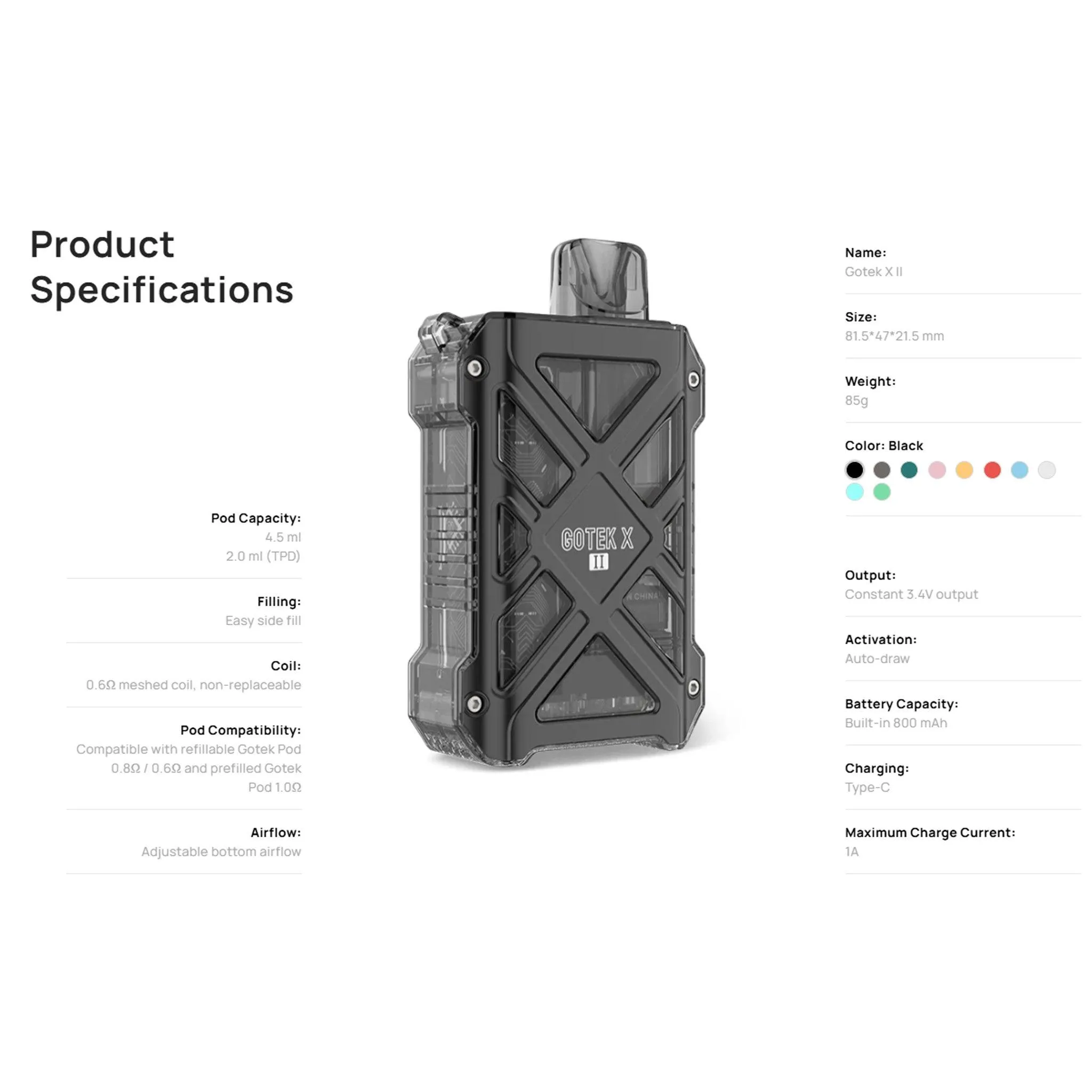 Aspire - GoTek X II Kit (4.5 ml) 800 mAh E-Zigarette