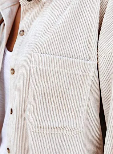 Astylish Womens Corduroy Button Down Blouse