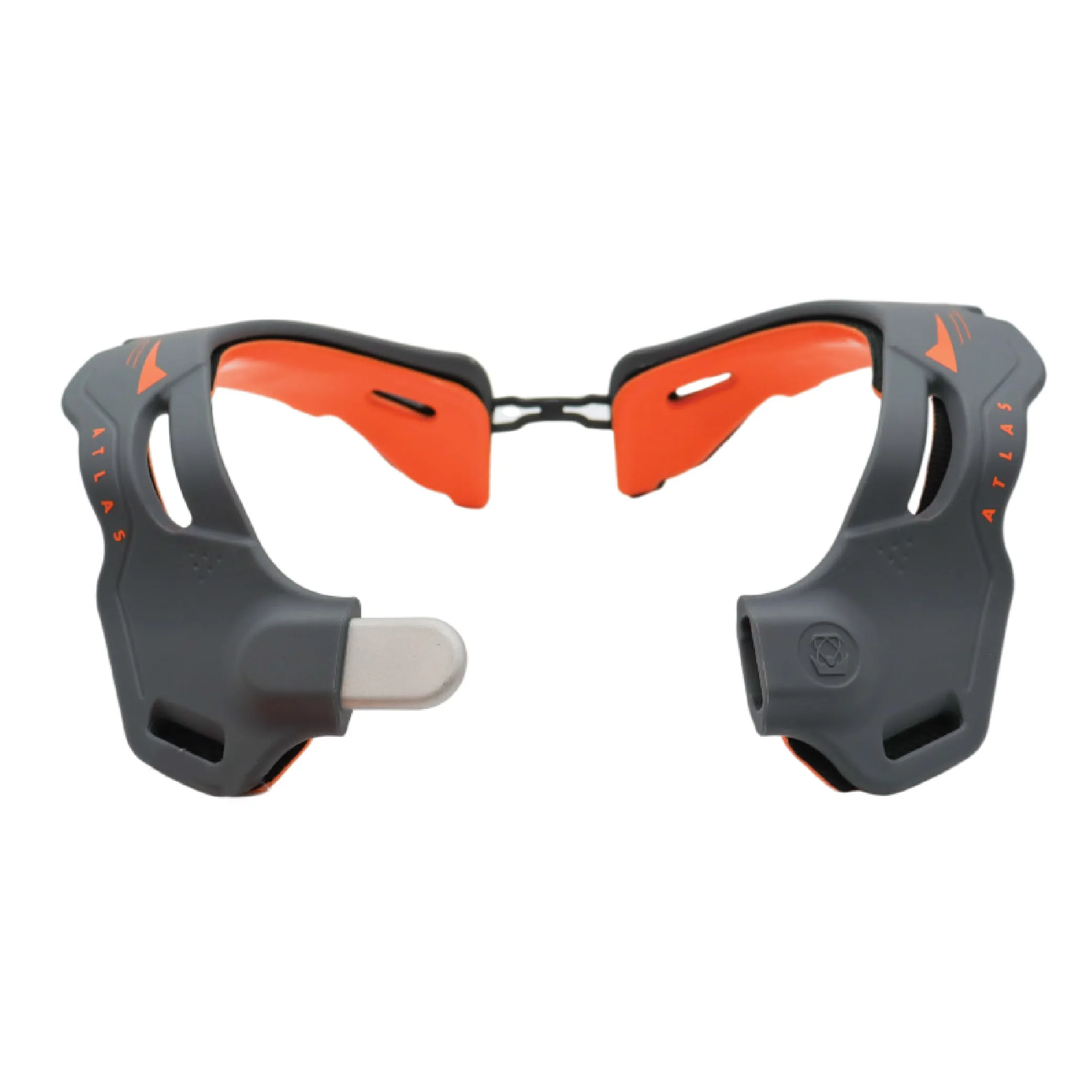 Atlas Vision Anti-Compression Sport Neck Brace (Adult - Small/Medium) for Use In: Powersports, Offroad Racing, Motocross, Mountain Biking, BMX, Snowmobiling, Snowboarding (Grey/Orange)