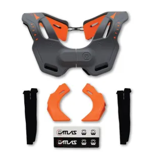 Atlas Vision Anti-Compression Sport Neck Brace (Adult - Small/Medium) for Use In: Powersports, Offroad Racing, Motocross, Mountain Biking, BMX, Snowmobiling, Snowboarding (Grey/Orange)
