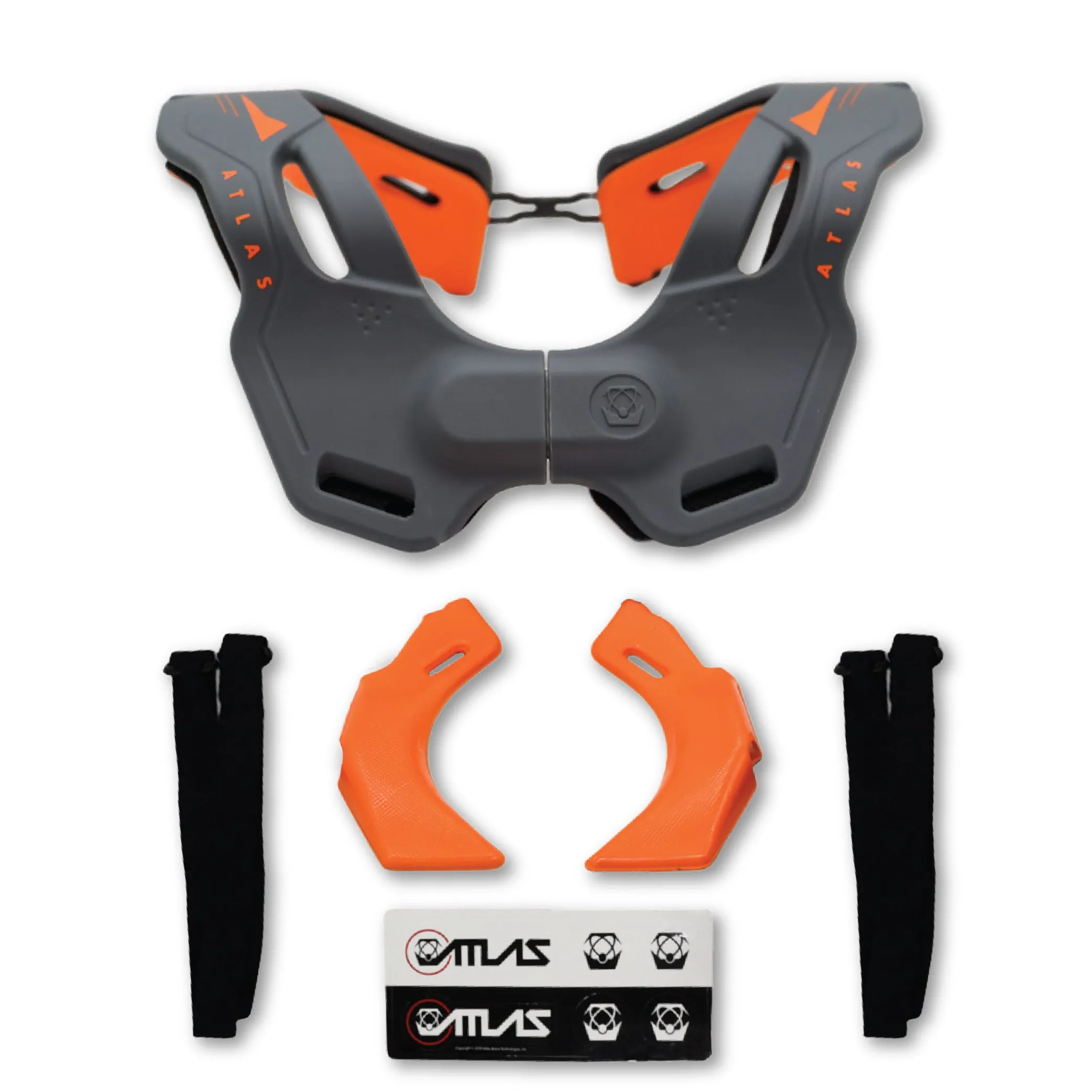 Atlas Vision Anti-Compression Sport Neck Brace (Adult - Small/Medium) for Use In: Powersports, Offroad Racing, Motocross, Mountain Biking, BMX, Snowmobiling, Snowboarding (Grey/Orange)