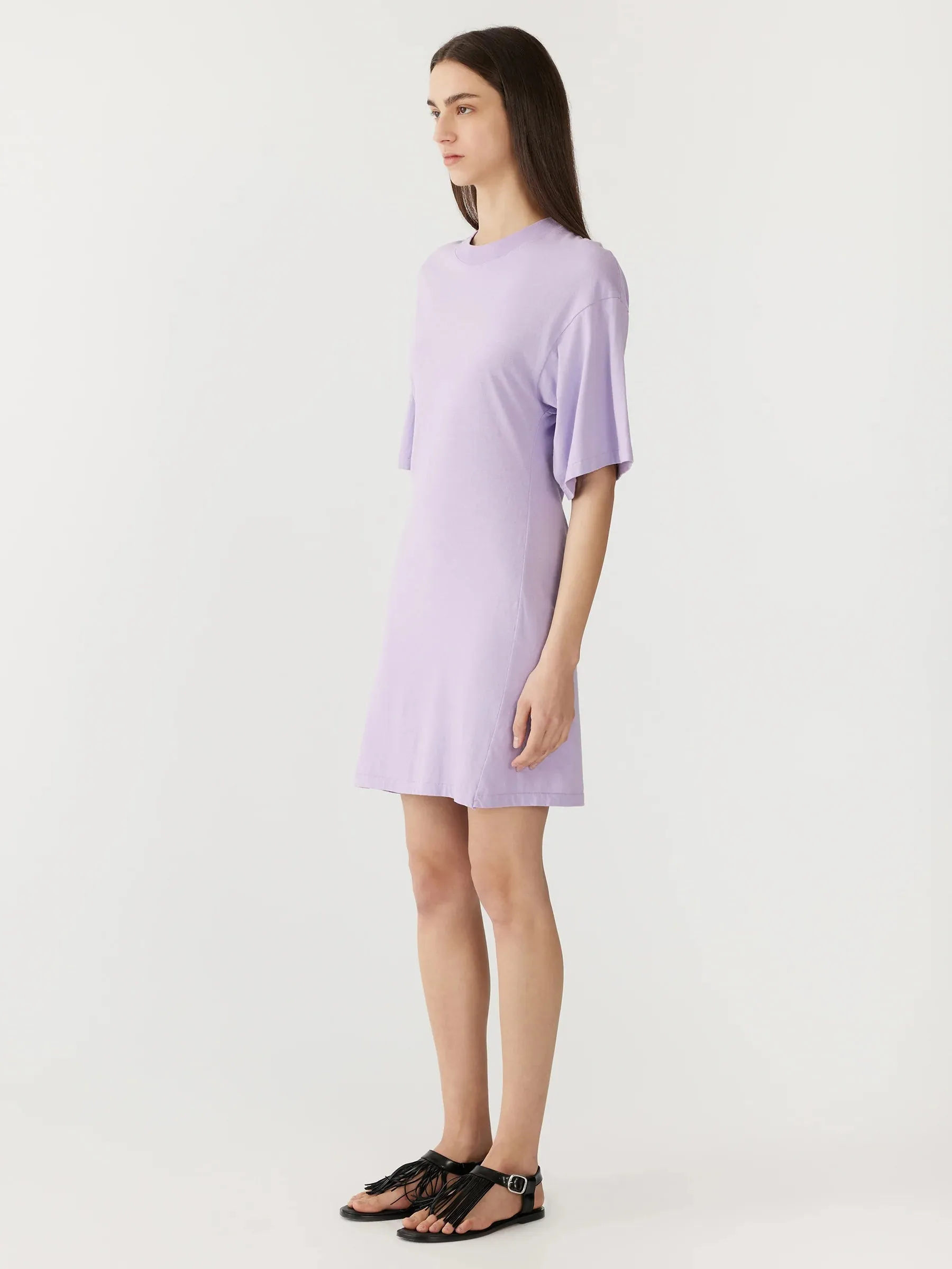 Bassike Waisted Short Sleeve Tennis Dress in Faded Lavender