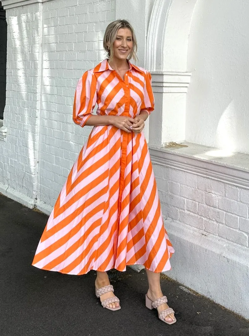 Bianca Dress - Orange Stripes