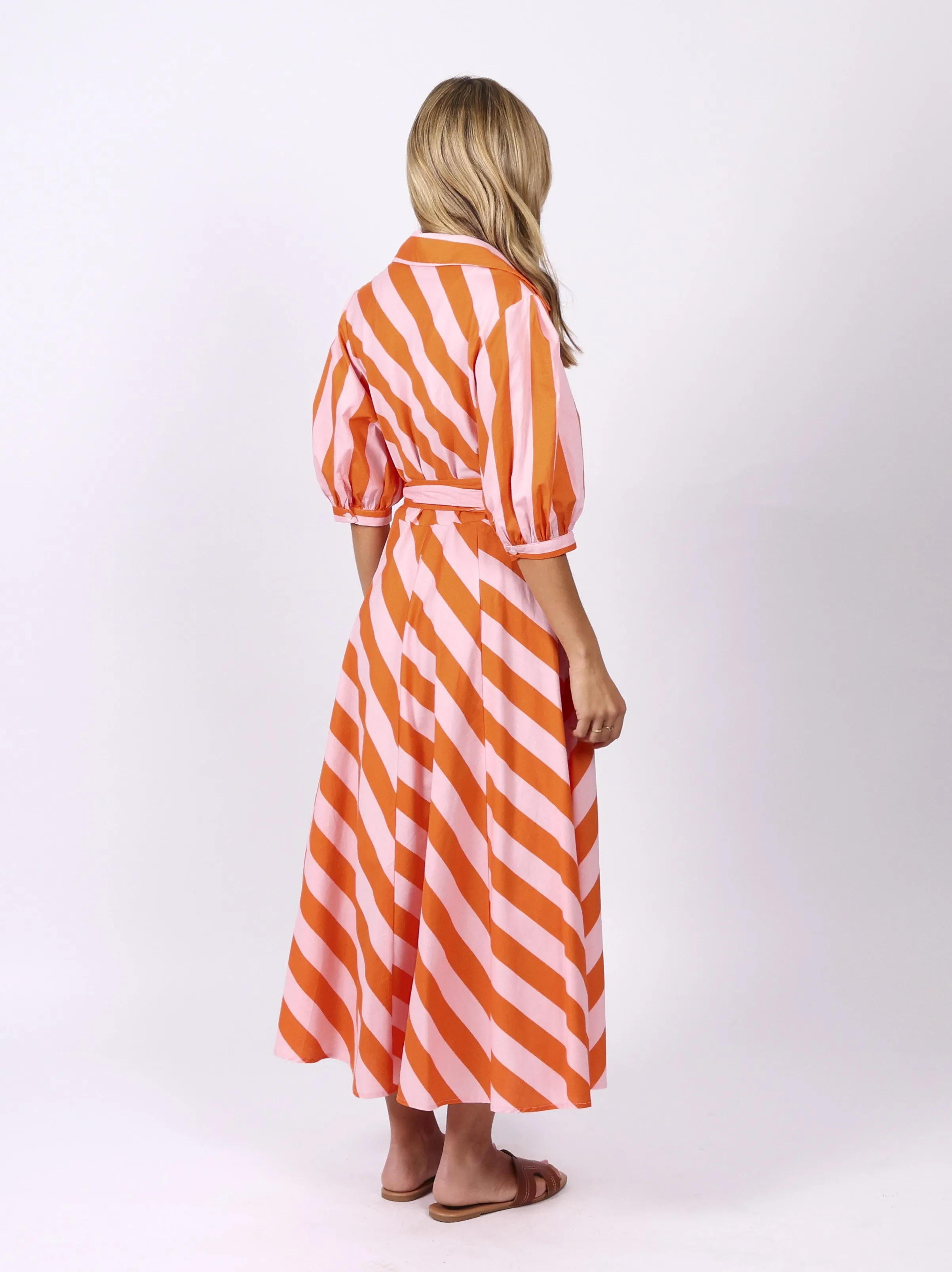 Bianca Dress - Orange Stripes