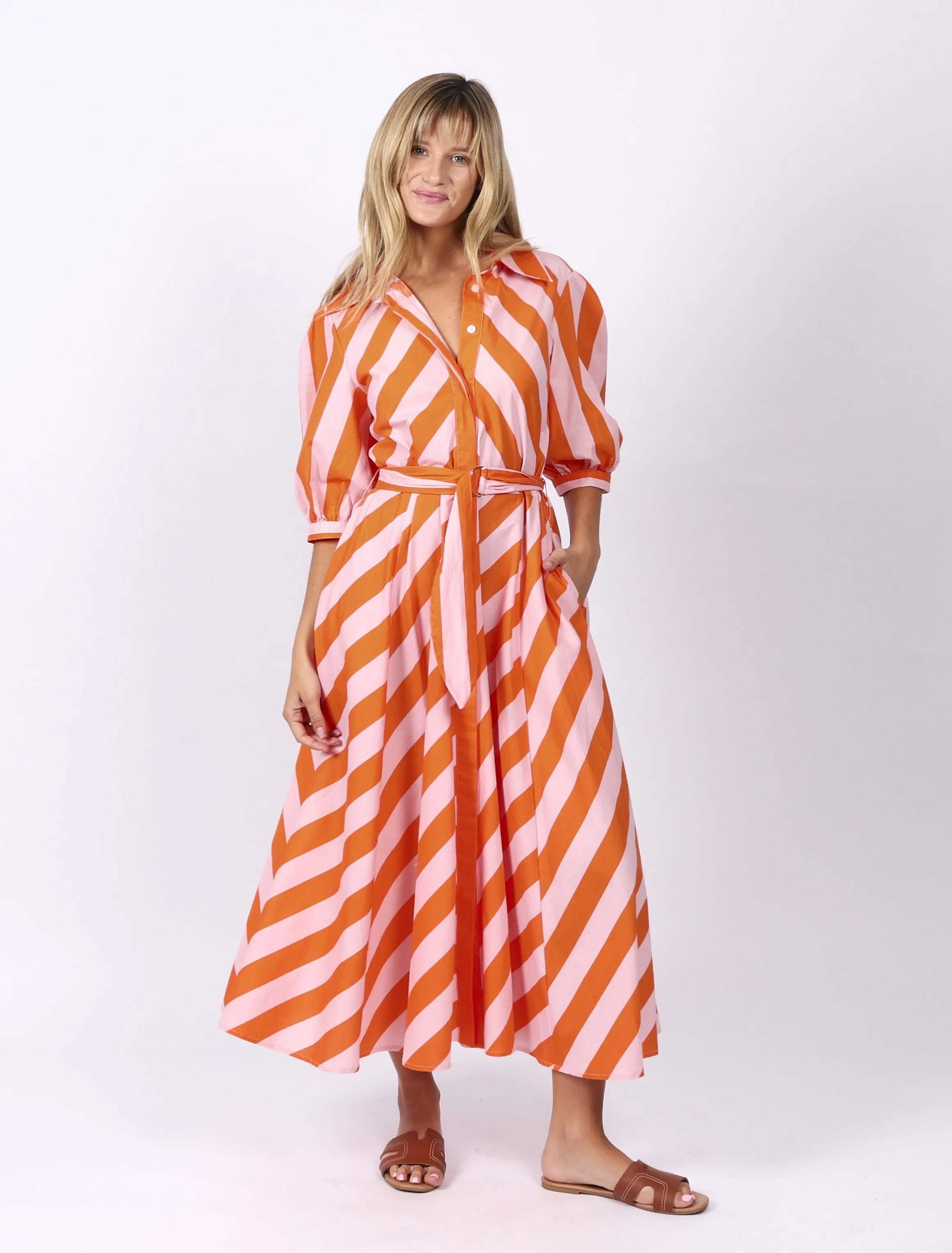 Bianca Dress - Orange Stripes