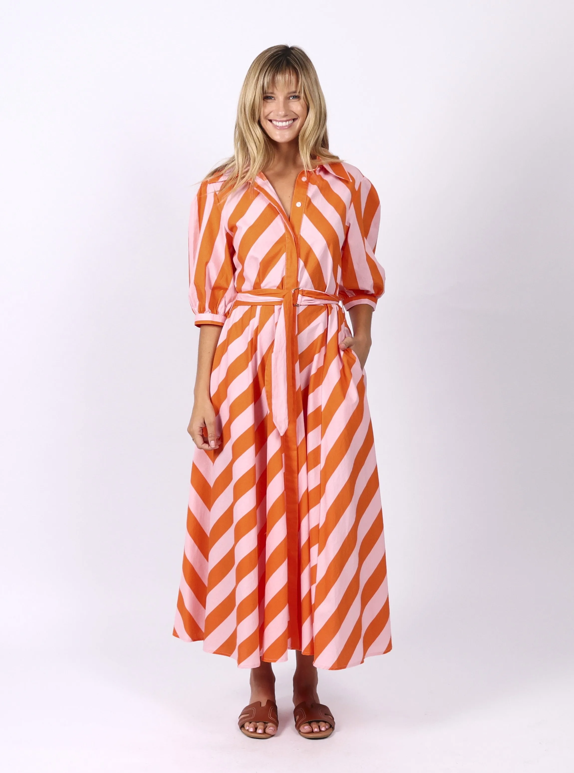 Bianca Dress - Orange Stripes