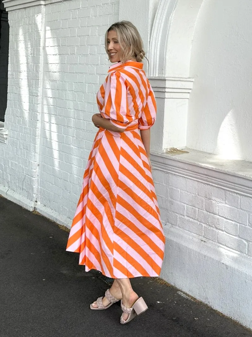 Bianca Dress - Orange Stripes