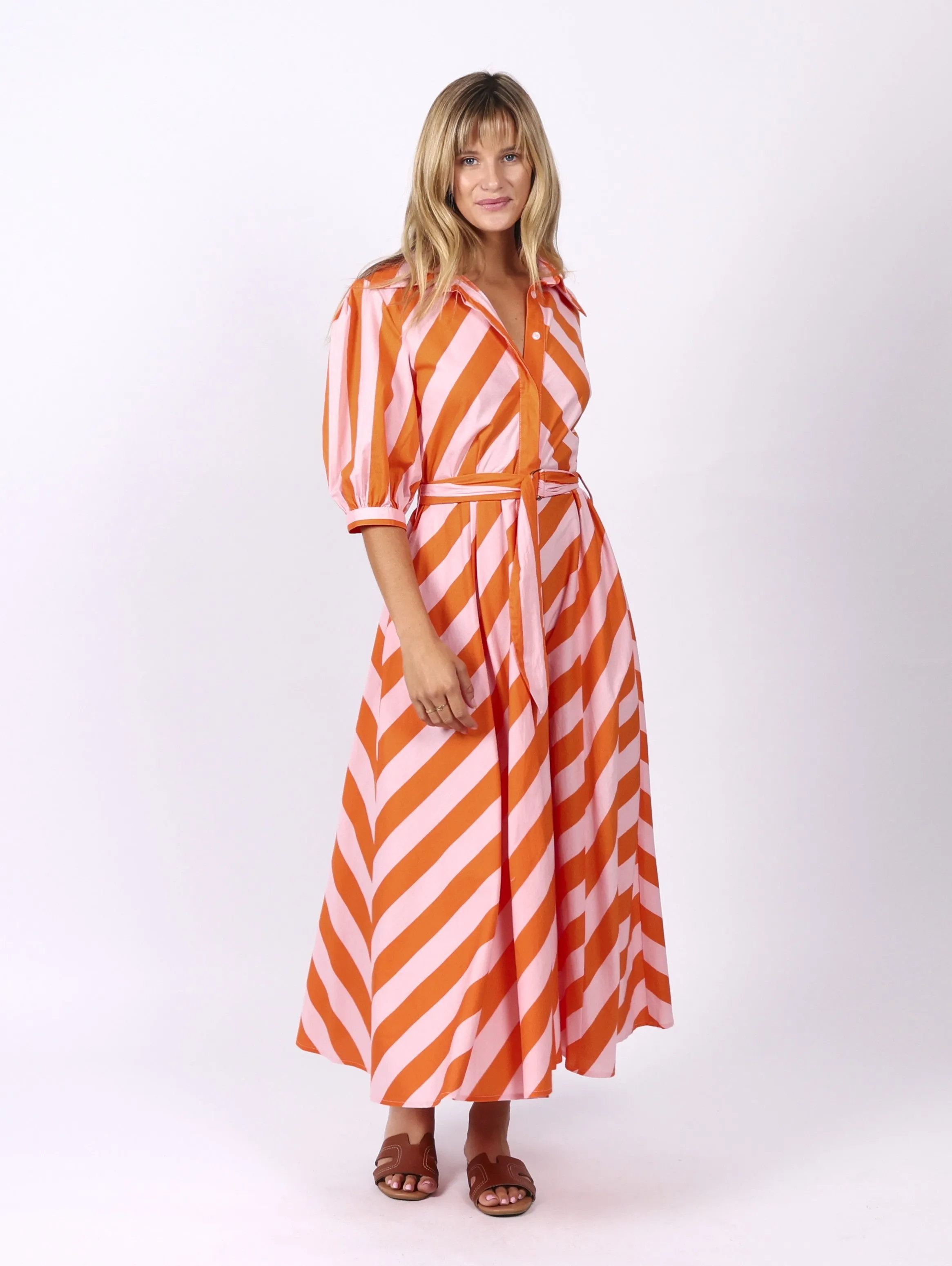 Bianca Dress - Orange Stripes