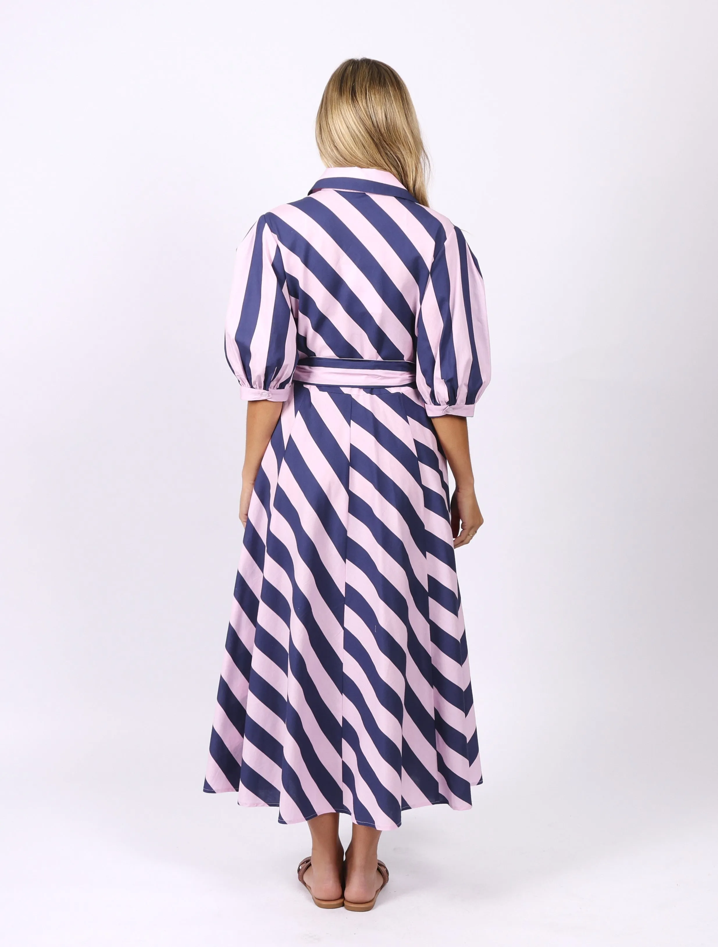 Bianca Dress - Pink Navy Stripes