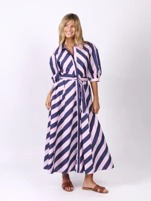 Bianca Dress - Pink Navy Stripes