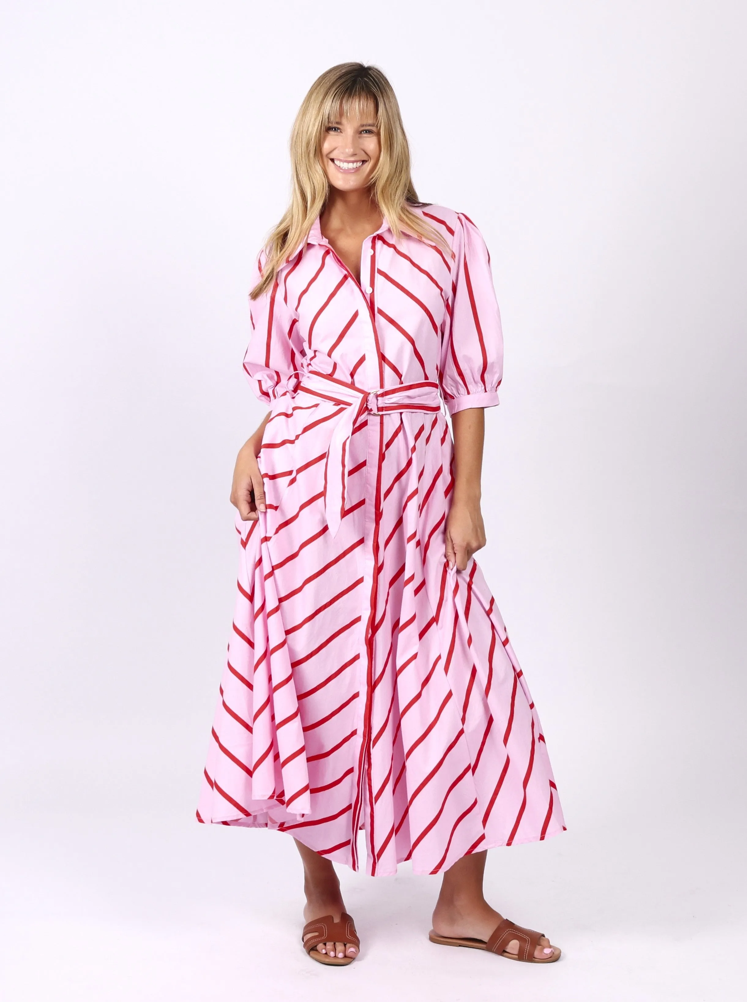 Bianca Dress - Pink Stripes