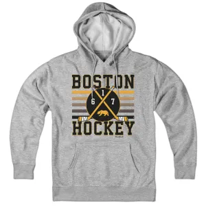 Boston Hockey Crossed Sticks Hoodie