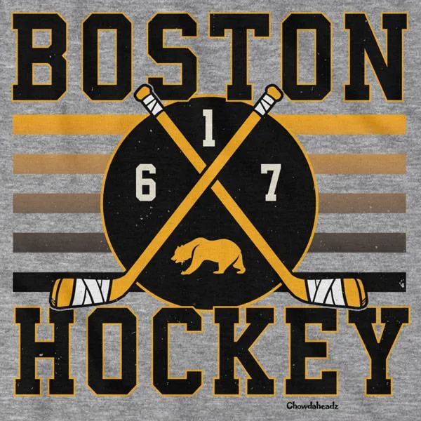 Boston Hockey Crossed Sticks T-Shirt