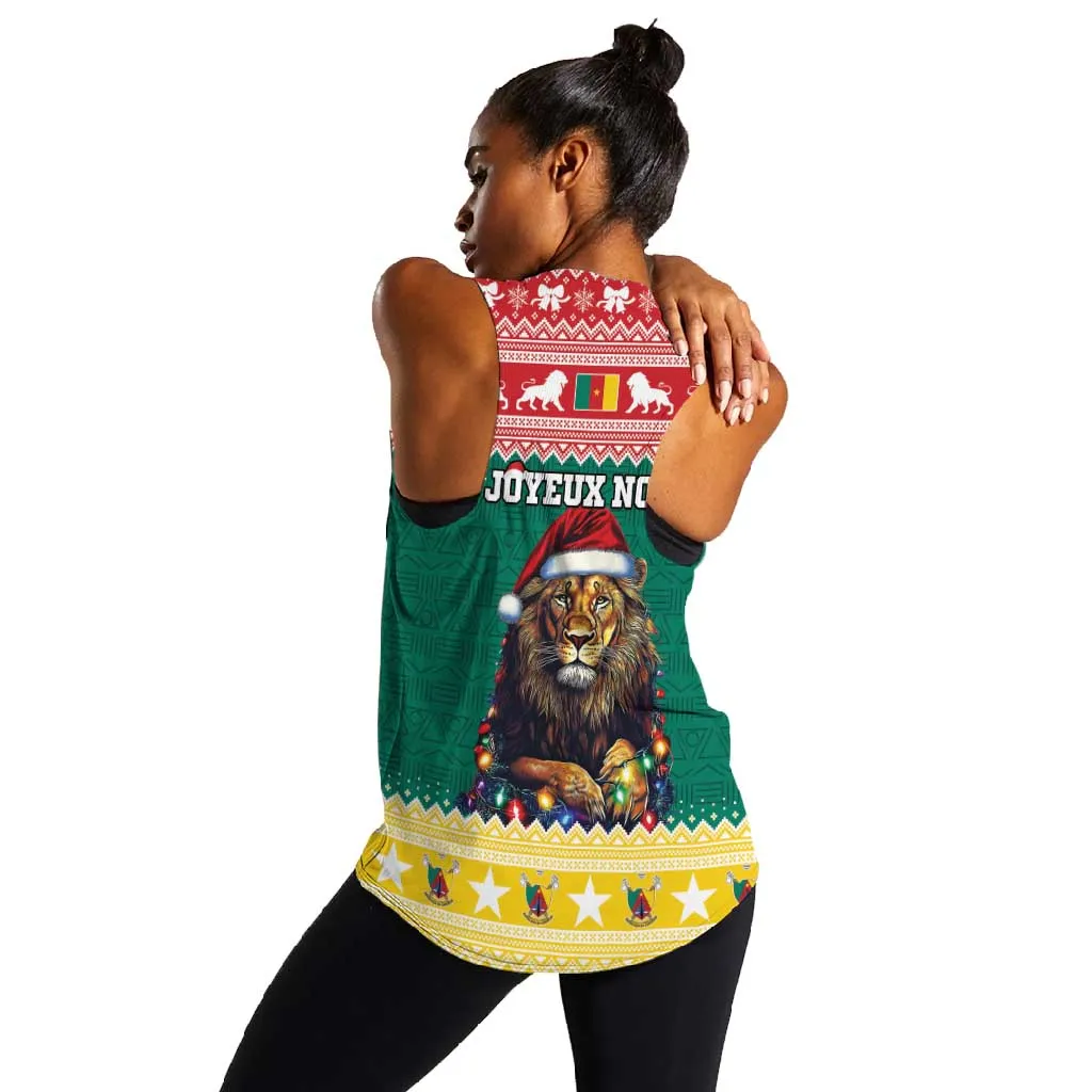Cameroon Christmas Women Racerback Tank Lion African Santa LT15