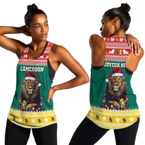 Cameroon Christmas Women Racerback Tank Lion African Santa LT15