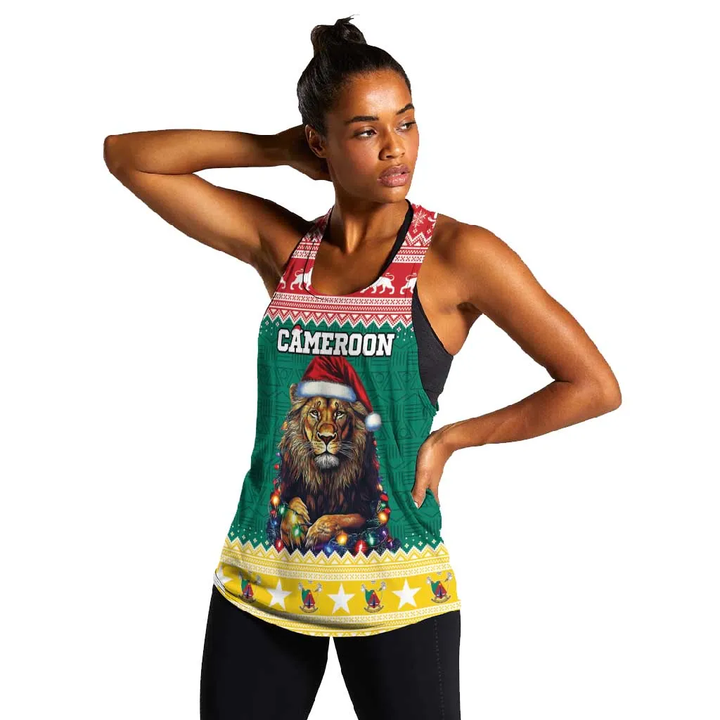 Cameroon Christmas Women Racerback Tank Lion African Santa LT15