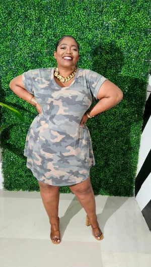 Camo Crush Tee Dress || Green Camo