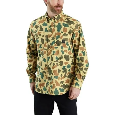 Carhartt Rugged Flex Relaxed-Fit Midweight Flannel Camo Long-Sleeve Button-Down Shirt