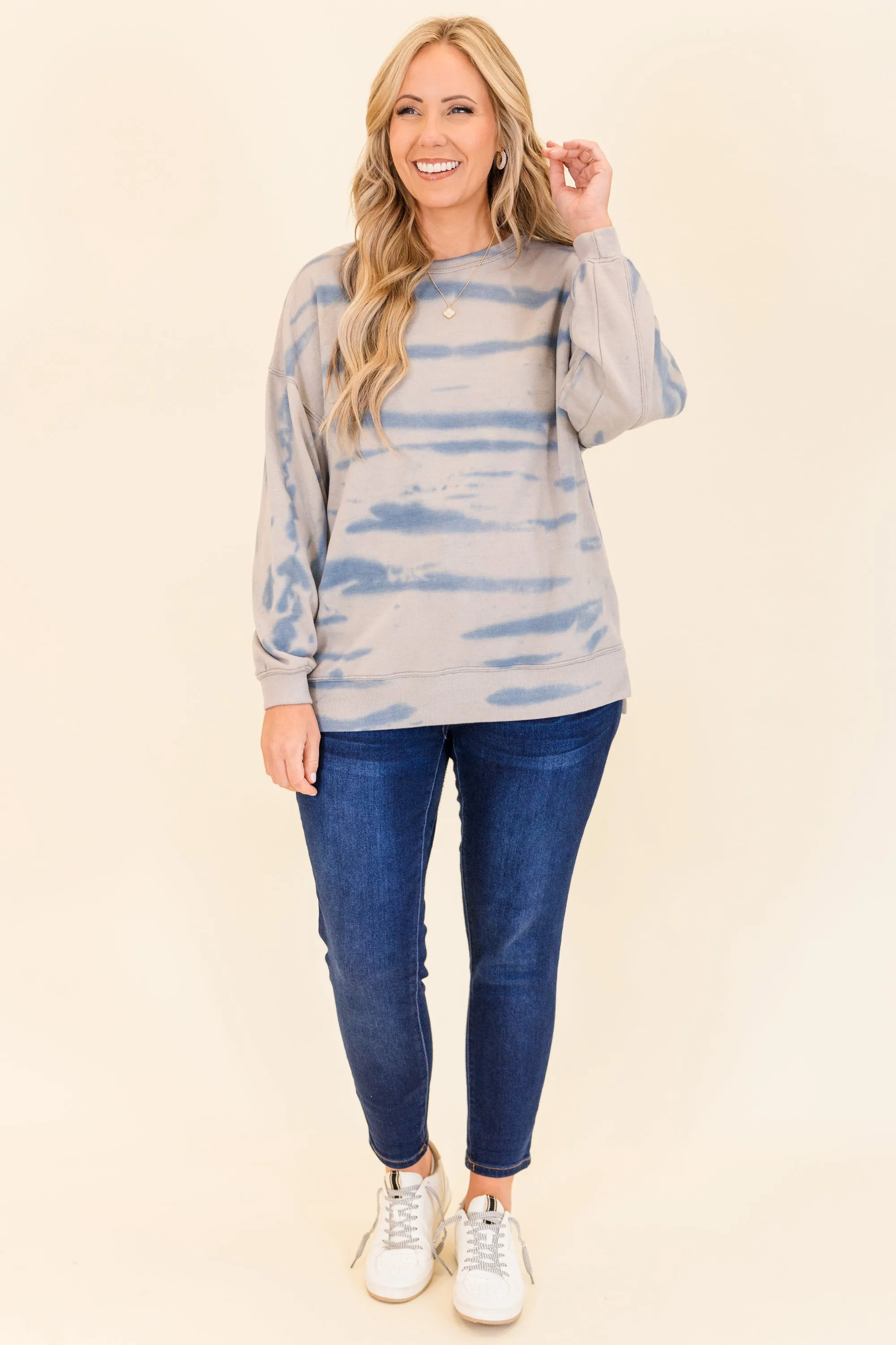 Cascade Wash Top, Teal-Grey