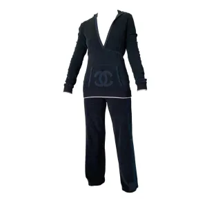 Chanel Navy Terry Hooded Logo Set