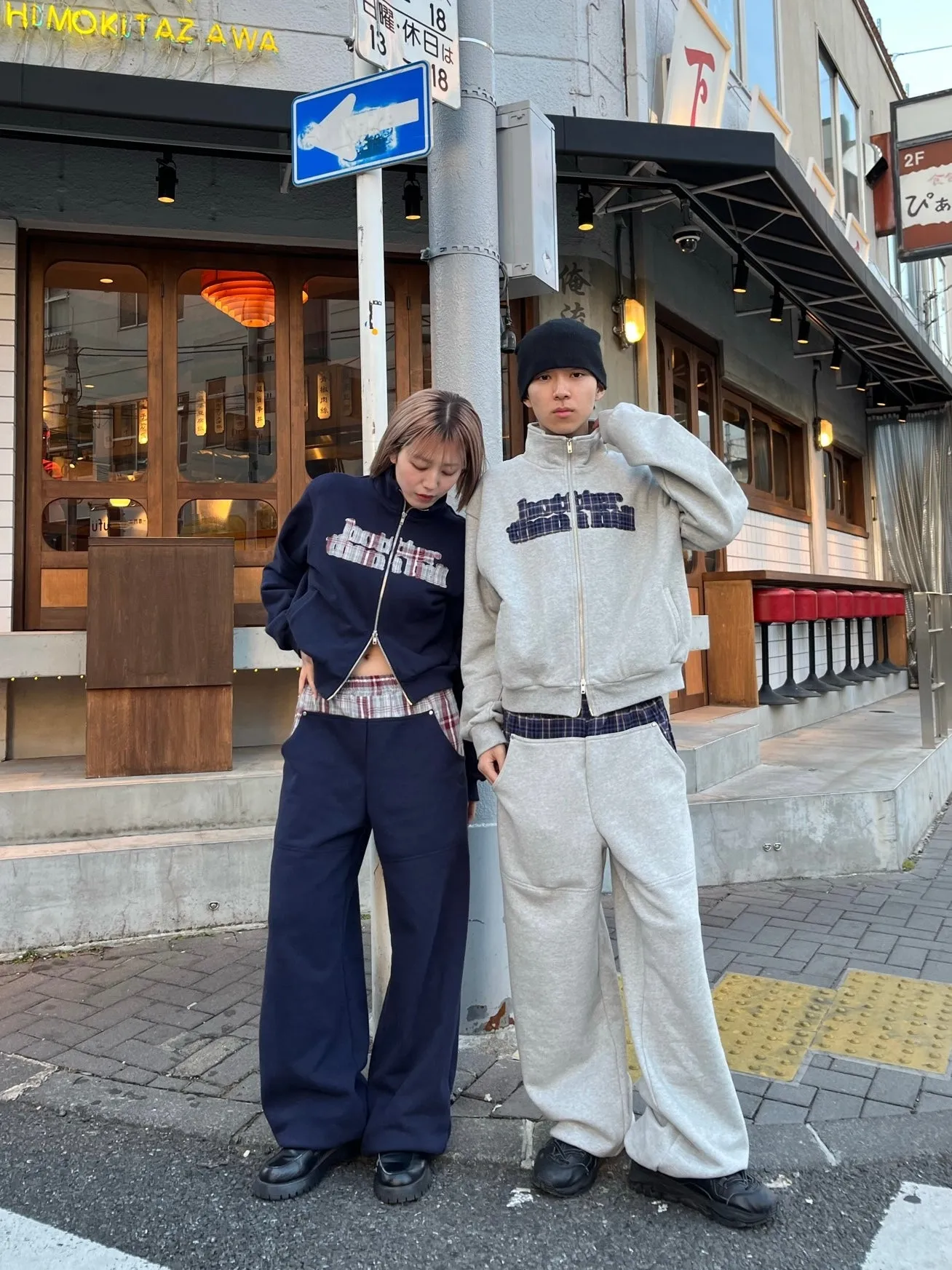Check pattern sweat pants