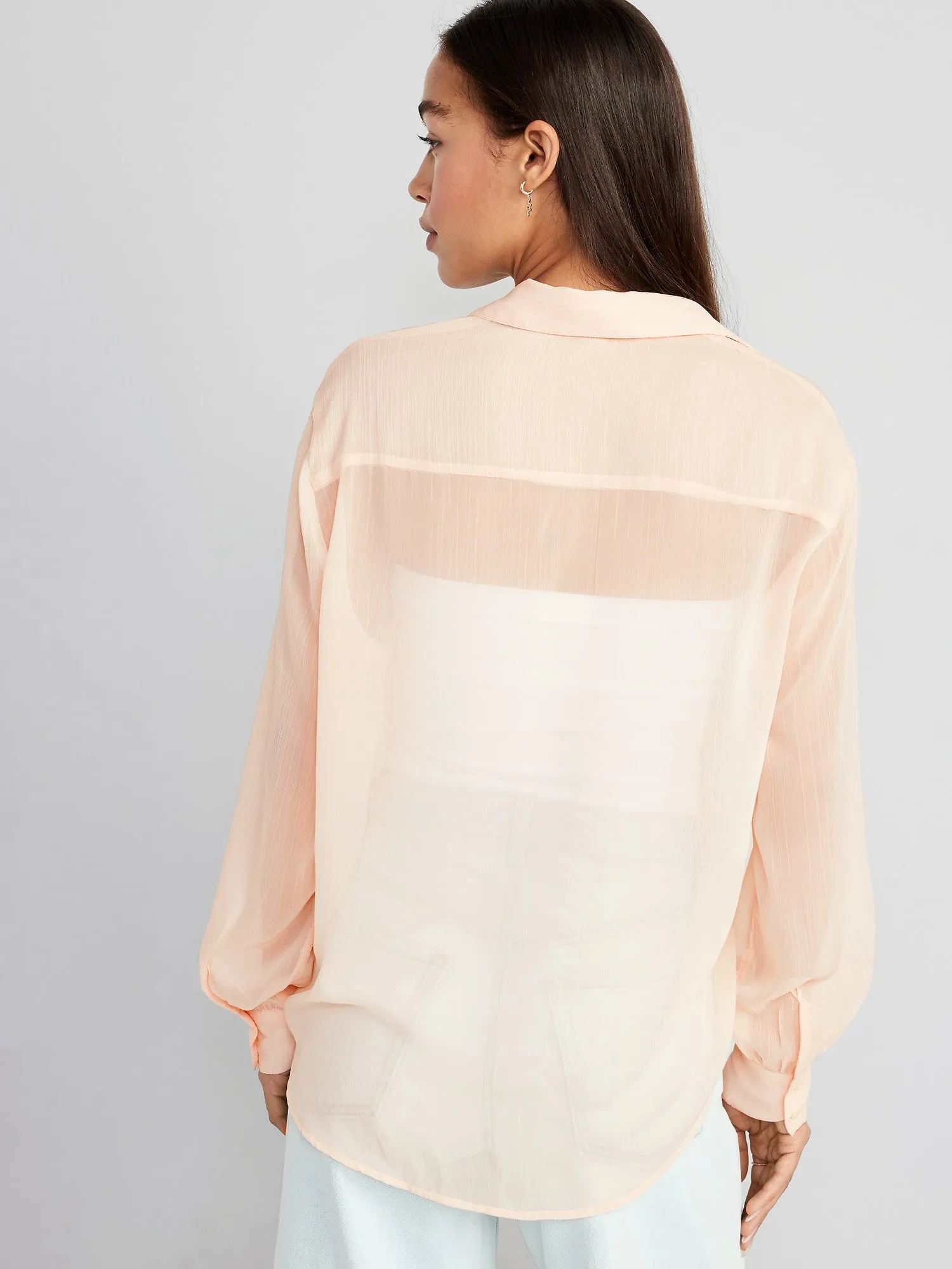 Chiffon Button-Down Shirt for Women