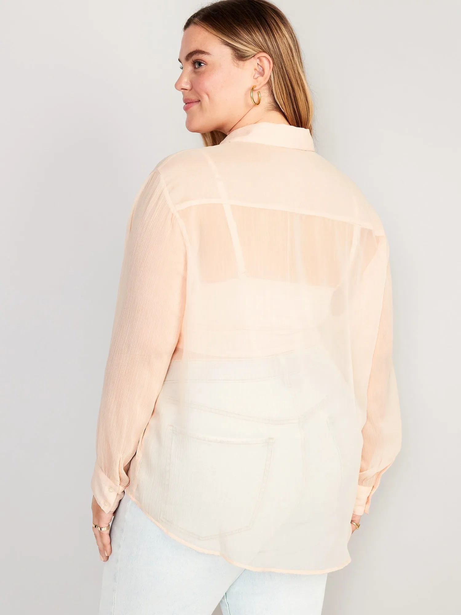 Chiffon Button-Down Shirt for Women