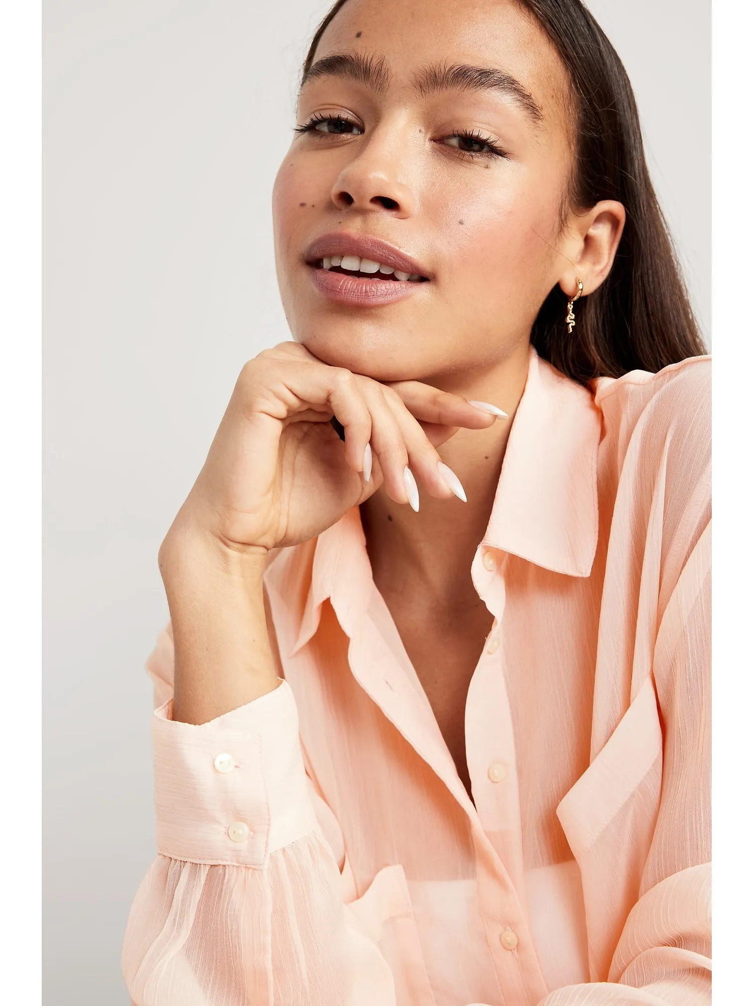 Chiffon Button-Down Shirt for Women