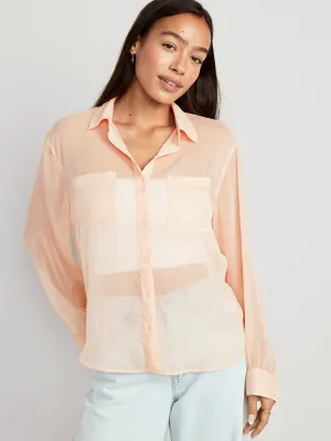Chiffon Button-Down Shirt for Women