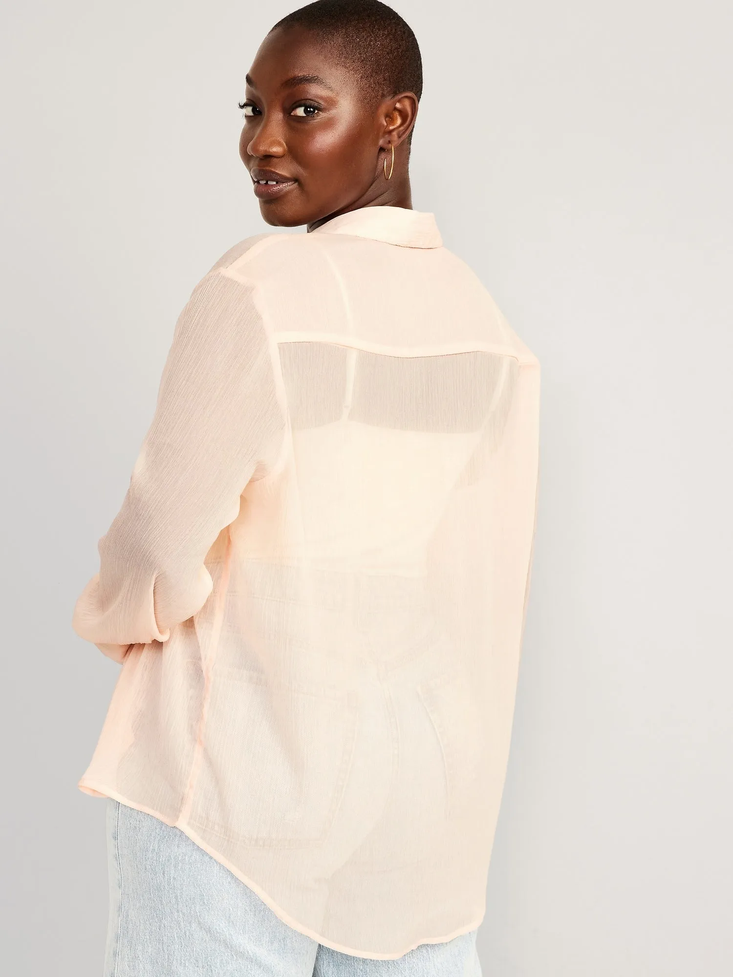 Chiffon Button-Down Shirt for Women